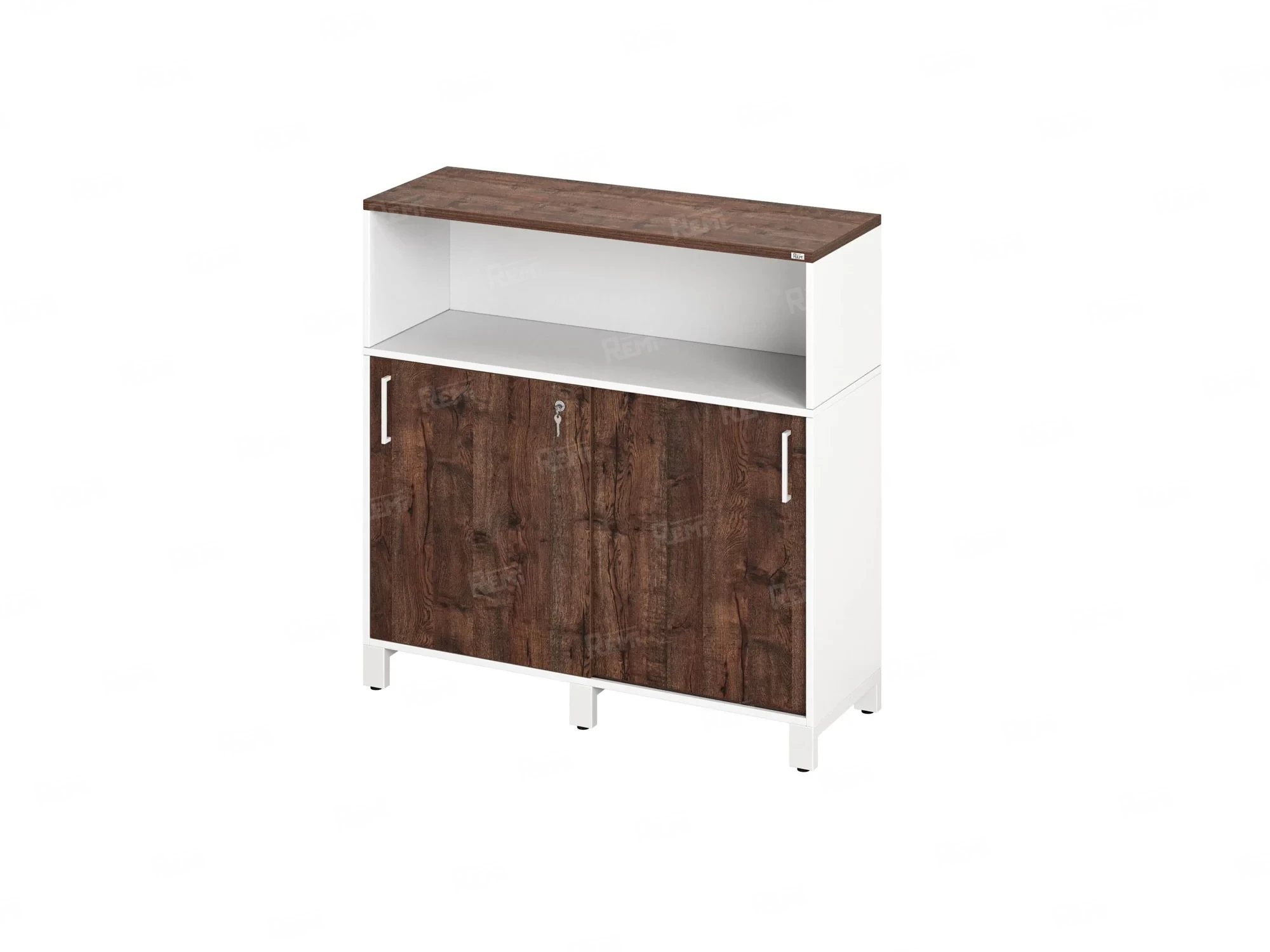 Шкаф-купе низкий, 2 полки с надстройкой 1200x420x1200 RM126-120x42 Дуб Апрельский шоколад/Белый