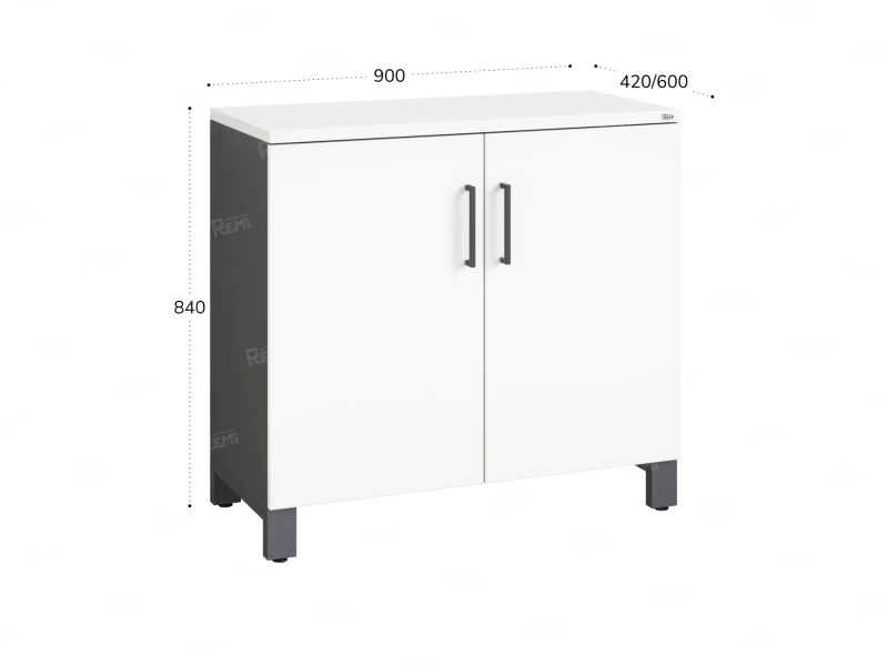 Шкаф низкий распашной, 2 уровня 900x600x850 RM147-90x60 Белый/Серый