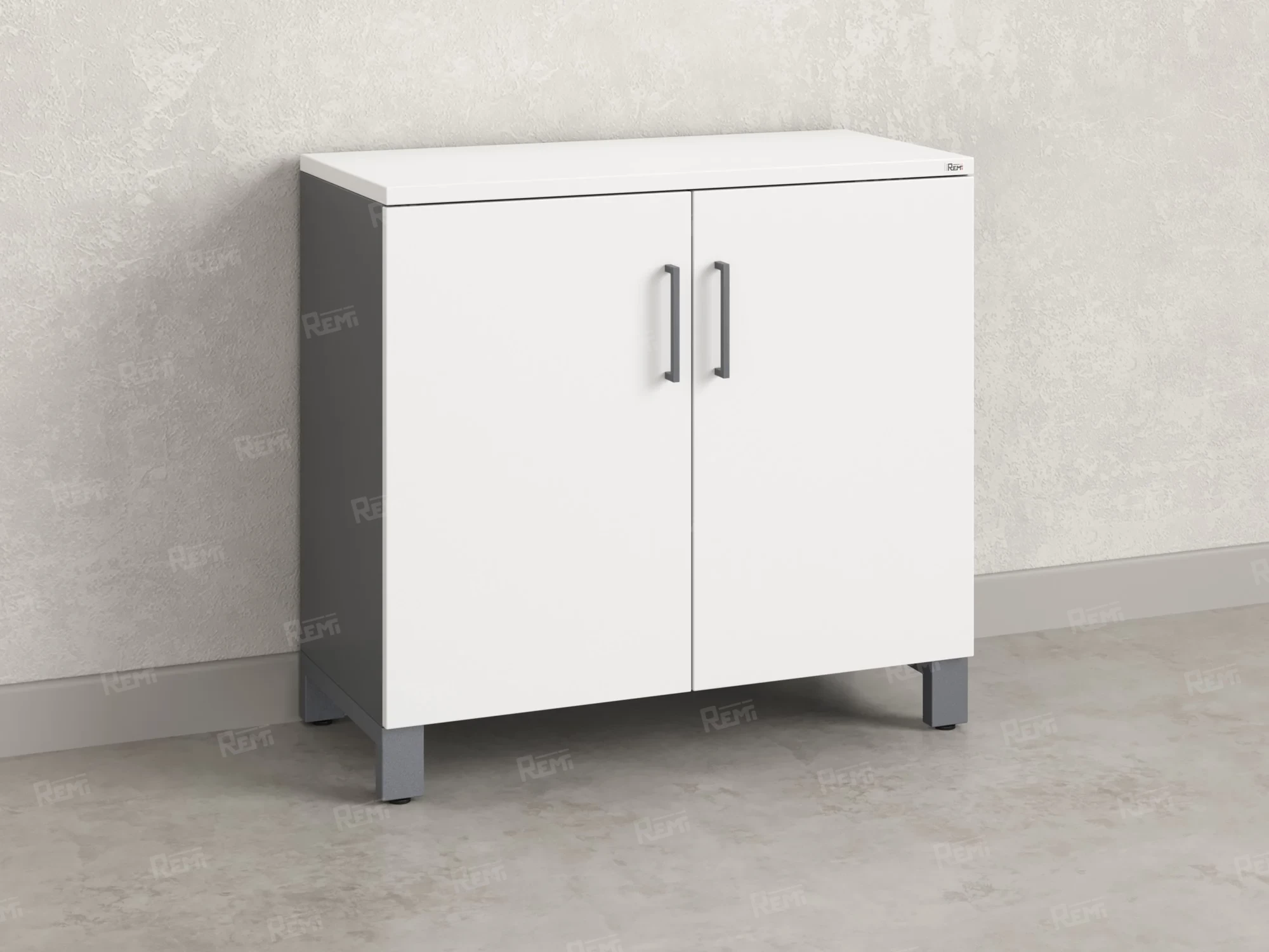 Шкаф низкий распашной, 2 уровня 900x600x850 RM147-90x60 Белый/Серый