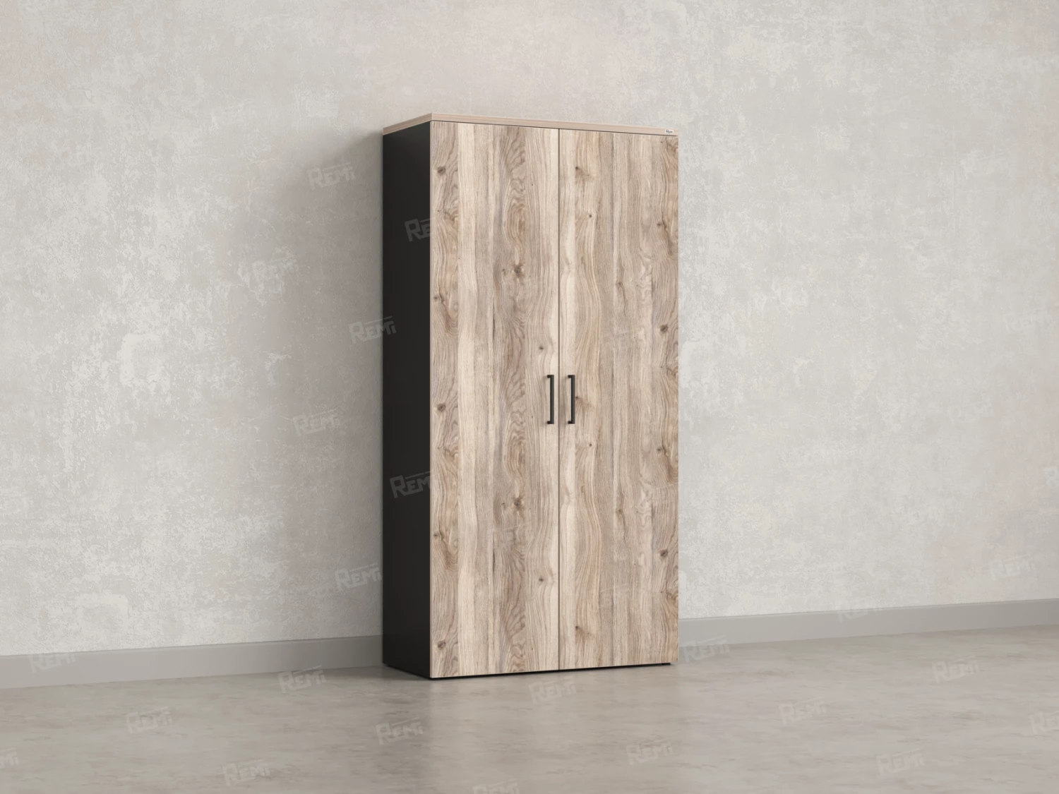 Шкаф распашной, регулируемые опоры, 5 уровней 900x420x1800 RM153-90x41 Дуб Маувелла/Черный