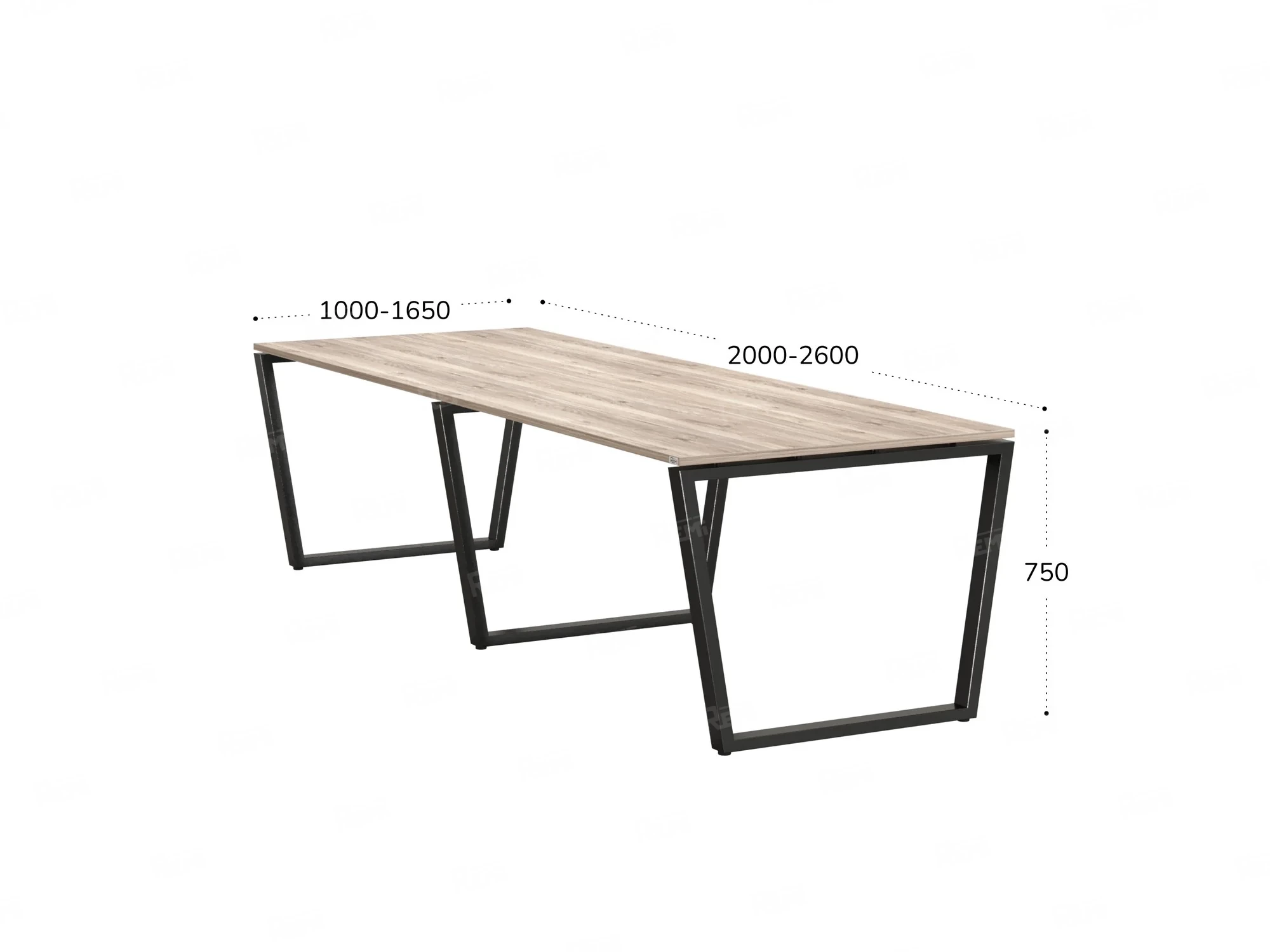 Cтол для переговоров, на V-обазном каркасе 2200x1650x750 RM082-220x165 Дуб Маувелла/Черный