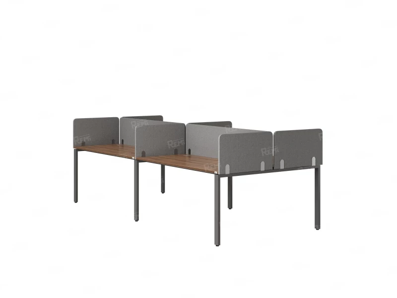 Бенч-система, 4 рабочих места, на П-образных опорах, 8 тканевых экранов 2000x1200x750 RM166-1-10x12 Дуб Юстус/Серый