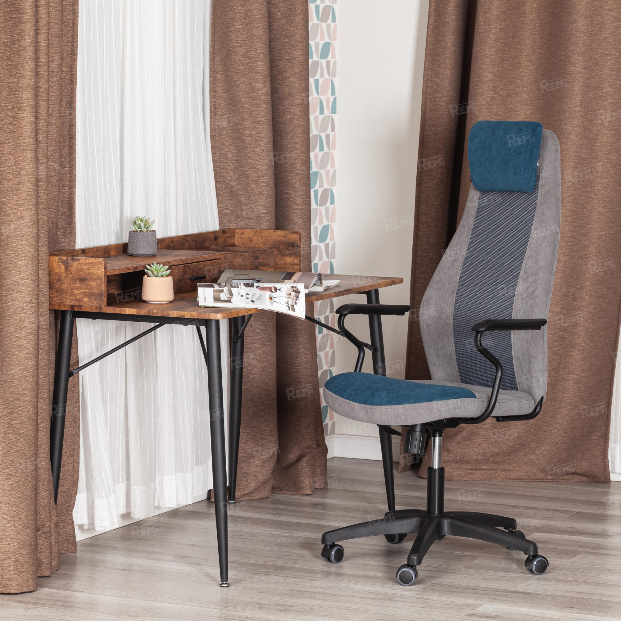 Кресло AVIATOR Синий/Серый, Флок (арт. 21645)