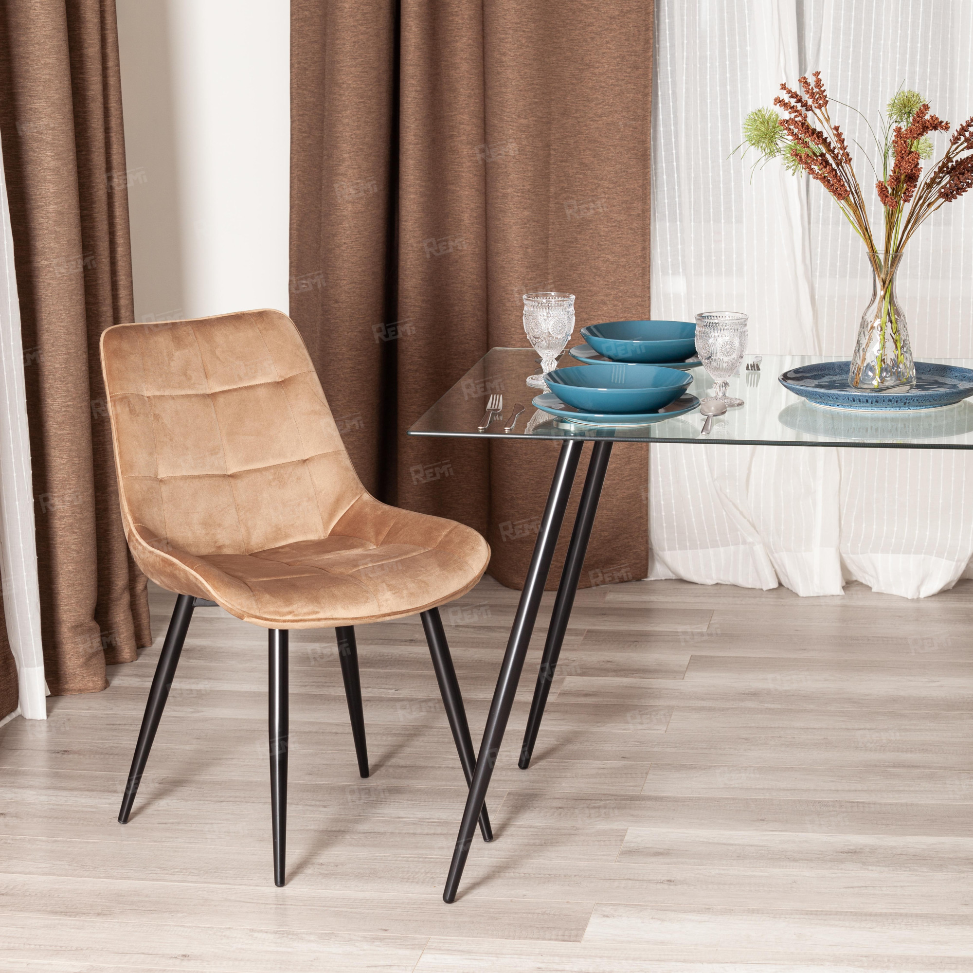 Стул ABRUZZO ( mod. 8060 ) Коричневый/Коричневый, Велюр (арт. 19601)