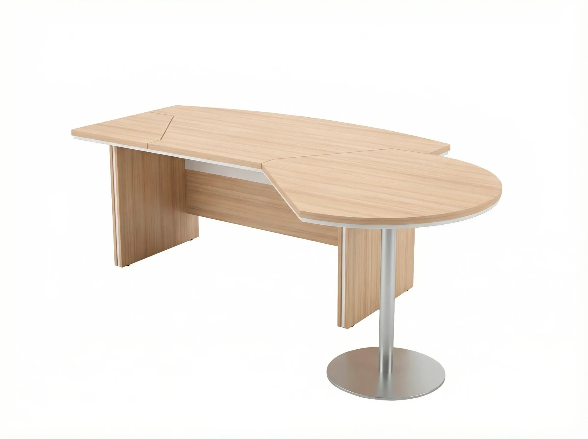 BRL RB069-255x150R Стол руководителя с брифингом правый 2550х1500х760 Акация/Белый