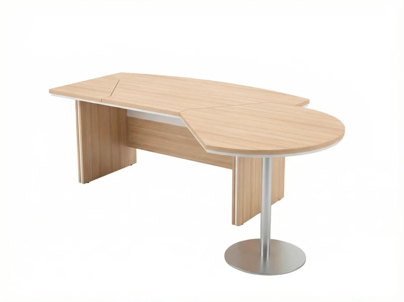 BRL RB069-255x150R Стол руководителя с брифингом правый 2550х1500х760 Акация/Белый