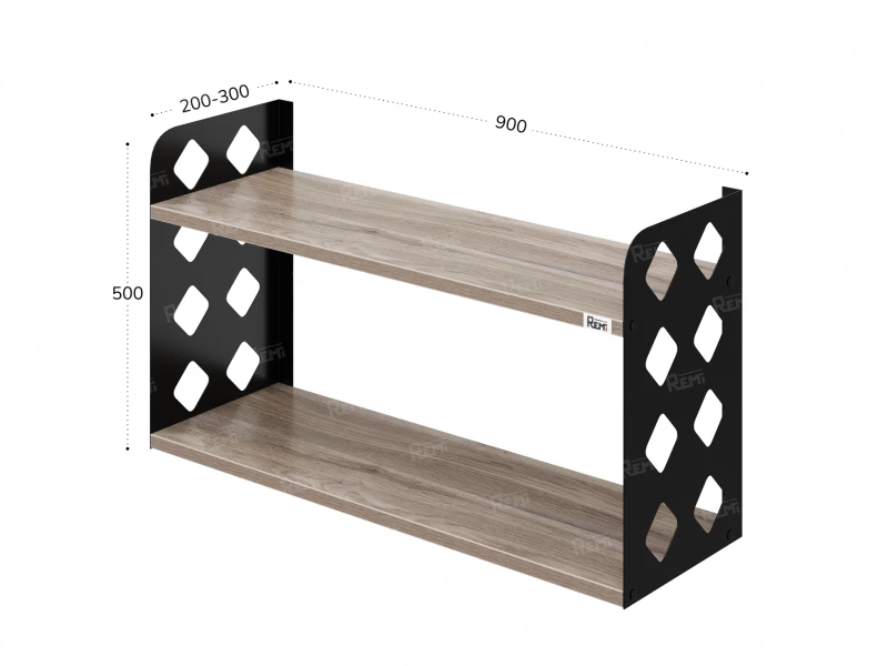 Полка настенная 900x300x500 RM192-90x30 Дуб Маувелла/Черный
