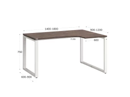 Стол угловой, О-опора, правый 1800x600/900x750, RM054-18x6-9 Дуб Апрельский шоколад/Белый