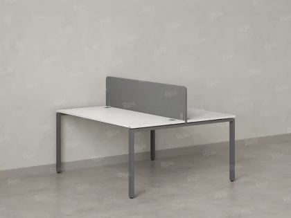 Бенч-система, 2 рабочих места, с одним тканевым экраном 1400x1400x750 RM165-1-14x14 Белый/Серый