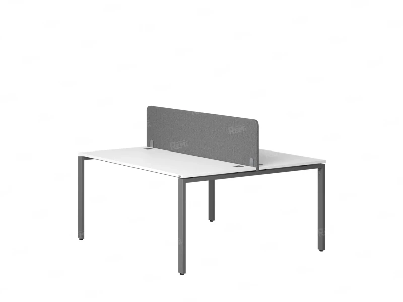 Бенч-система, 2 рабочих места, с одним тканевым экраном 1400x1400x750 RM165-1-14x14 Белый/Серый