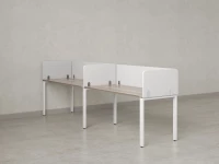 Бенч-система в 1 ряд, 2 рабочих места 5 тканевых экранов 2000x800x750 RM167-1-20x8 Дуб Маувелла/Белый