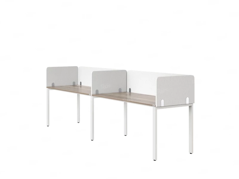 Бенч-система в 1 ряд, 2 рабочих места 5 тканевых экранов 2000x800x750 RM167-1-20x8 Дуб Маувелла/Белый