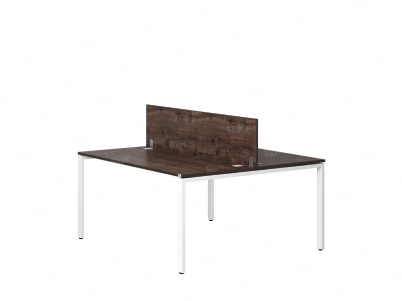 Бенч-система, 2 рабочих места, с одним экраном ЛДСП 1200x1600x750 RM165-2-12x16 Дуб Апрельский шоколад/Белый