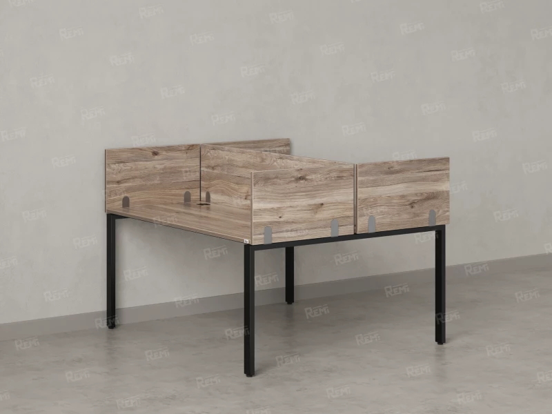 Бенч-система, 2 рабочих места, 5 ЛДСП экранов 1200x1200x750 RM165-4-12x12 Дуб Маувелла/Черный