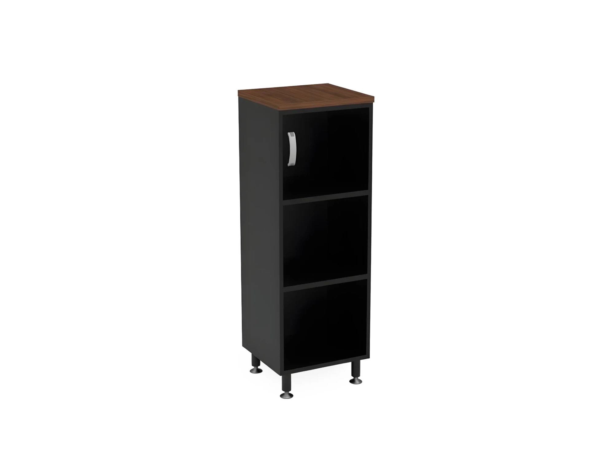 BRL RB049-45х43R Стеллаж закрытый витрина стекло левый 450х430х1290 Орех Вармия/Черный