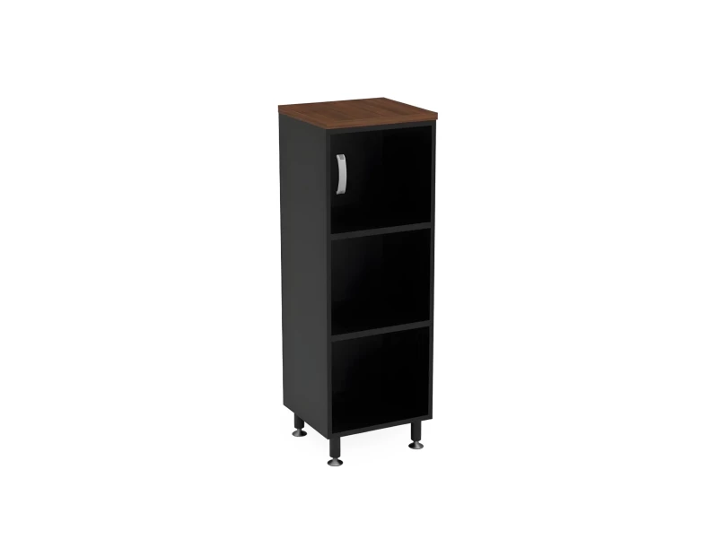 BRL RB049-45х43R Стеллаж закрытый витрина стекло левый 450х430х1290 Орех Вармия/Черный