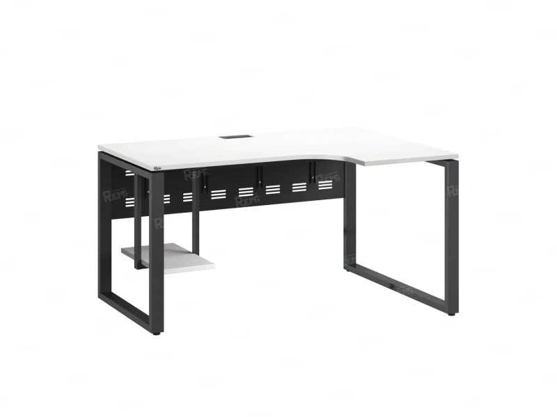 Стол угловой, экран металл, О-опора, правый 1600x900/1200x750, RM057-16x9-12 Белый/Серый