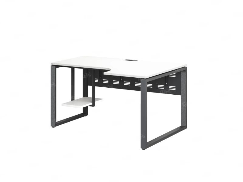 Стол угловой, экран металл, О-опора, правый 1600x900/1200x750, RM057-16x9-12 Белый/Серый