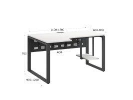 Стол угловой, экран металл, О-опора, правый 1600x900/1200x750, RM057-16x9-12 Белый/Серый