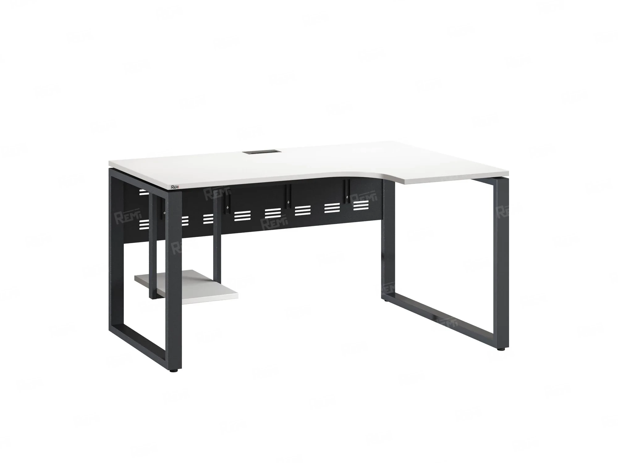 Стол угловой, экран металл, О-опора, правый 1600x900/1200x750, RM057-16x9-12 Белый/Серый