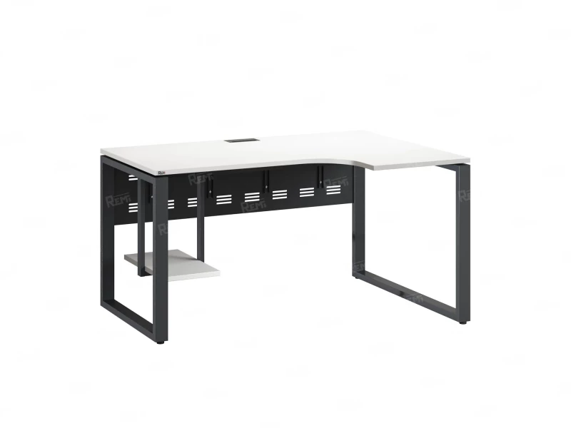 Стол угловой, экран металл, О-опора, правый 1600x900/1200x750, RM057-16x9-12 Белый/Серый