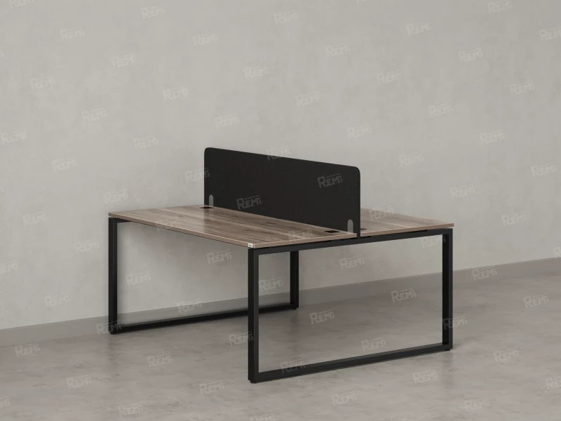 Бенч-система, 2 рабочих места, с одним тканевым экраном 1400x1600x750 RM169-1-14x16 Дуб Маувелла/Черный