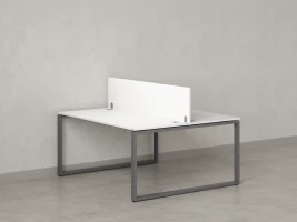 Бенч-система, 2 рабочих места, с одним экраном ЛДСП 1400x1400x750 RM169-2-14x14 Белый/Серый