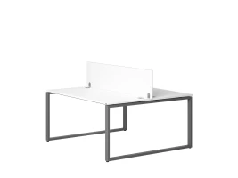 Бенч-система, 2 рабочих места, с одним экраном ЛДСП 1400x1400x750 RM169-2-14x14 Белый/Серый