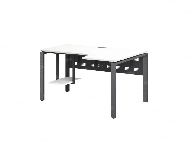 Стол угловой, экран металл, П-опора, правый 1400x900/1200x750, RM058-14x9-12 Белый/Серый