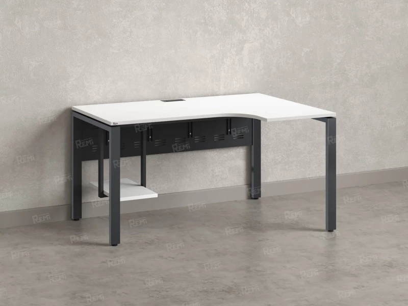 Стол угловой, экран металл, П-опора, правый 1400x900/1200x750, RM058-14x9-12 Белый/Серый