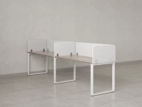 Бенч-система в 1 ряд, 2 рабочих места 5 тканевых экранов 2000x800x750 RM168-1-20x8 Дуб Маувелла/Белый