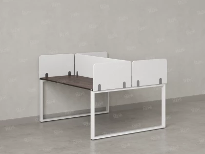 Бенч-система, 2 рабочих места, 5 тканевых экранов 1200x1600x750 RM169-3-12x16 Дуб Апрельский шоколад/Белый