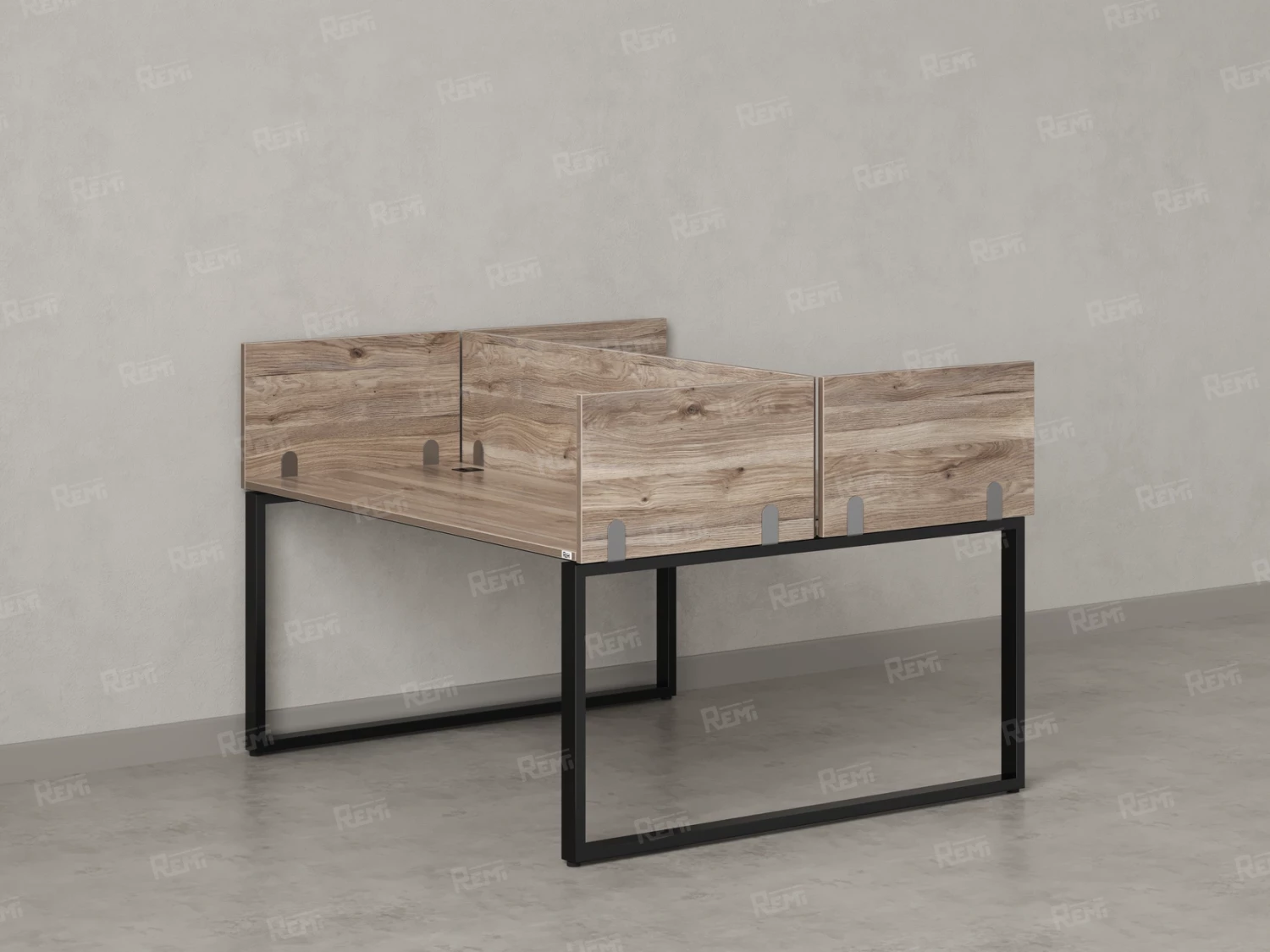Бенч-система, 2 рабочих места, 5 ЛДСП экранов 1200x1200x750 RM169-4-12x12 Дуб Маувелла/Черный