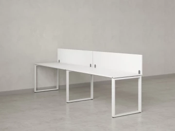 Бенч-система в 1 ряд, 2 рабочих места 2 ЛДСП экранов 3200x800x750 RM168-4-32x8 Белый/Белый