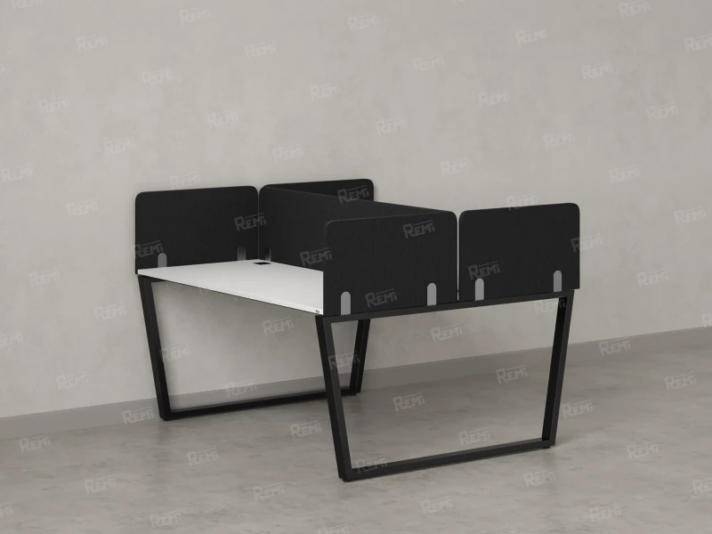 Бенч-система, 2 рабочих места, 5 тканевых экранов 1800x1200x750 RM172-3-18x12 Белый/Черный