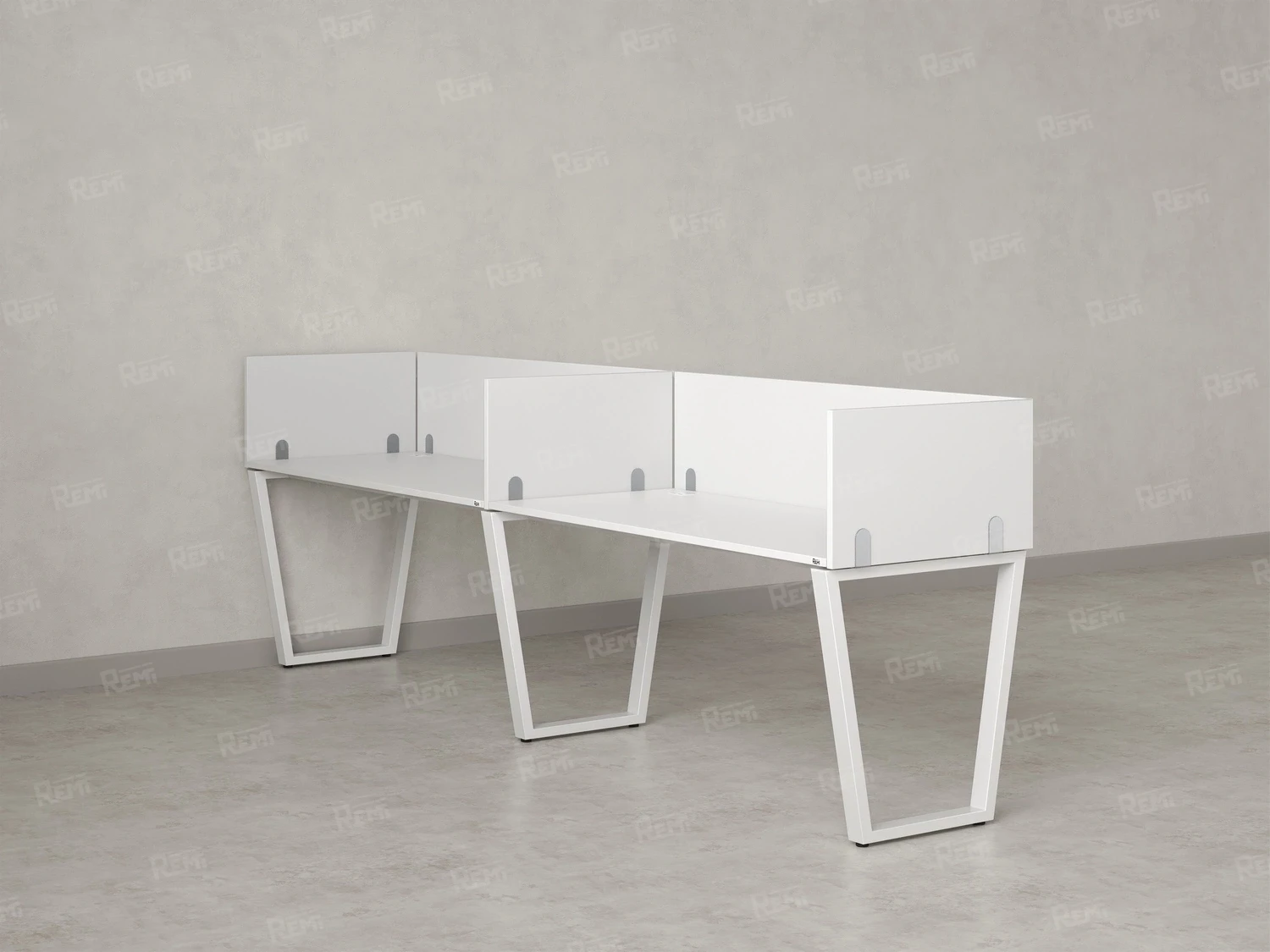 Бенч-система в 1 ряд, 2 рабочих места 5 ЛДСП экранов 2000x700x750 RM174-2-20x7 Белый/Белый