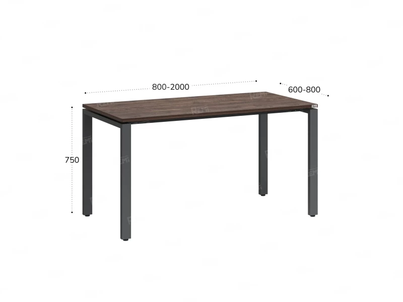 Стол прямой на П-образных опорах 800x800x750 RM001-8x8 Дуб Апрельский шоколад/Серый