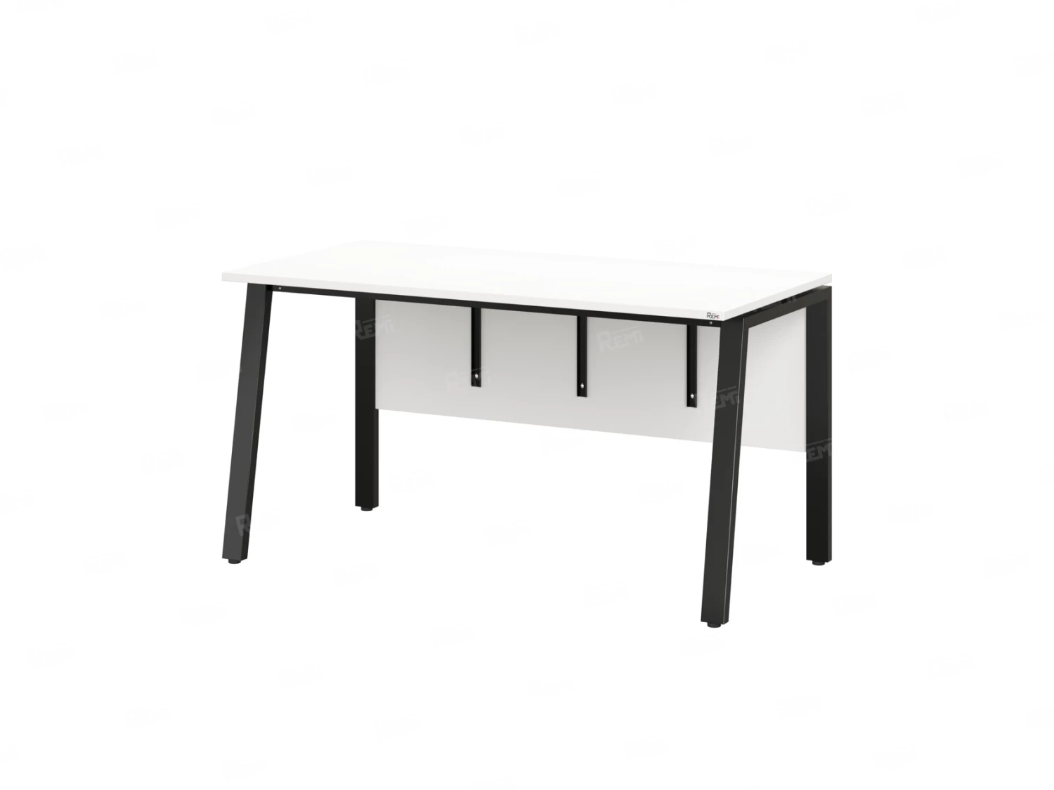 Стол прямой, Л-опора, экран ЛДСП,парящая стол-ца 1200x800x750 RM009-12x8 Белый/Черный