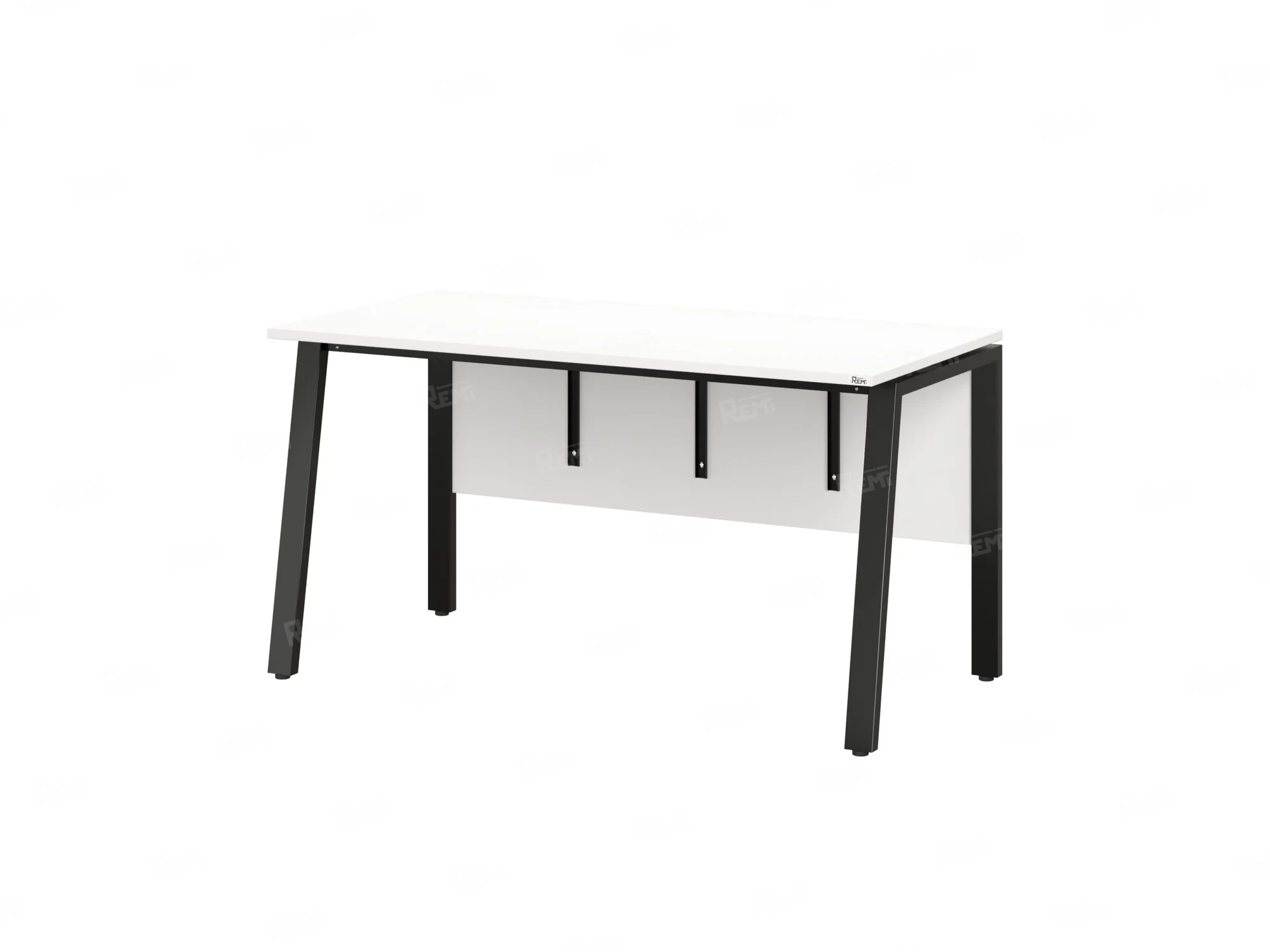 Стол прямой, Л-опора, экран ЛДСП,парящая стол-ца 1200x800x750 RM009-12x8 Белый/Черный