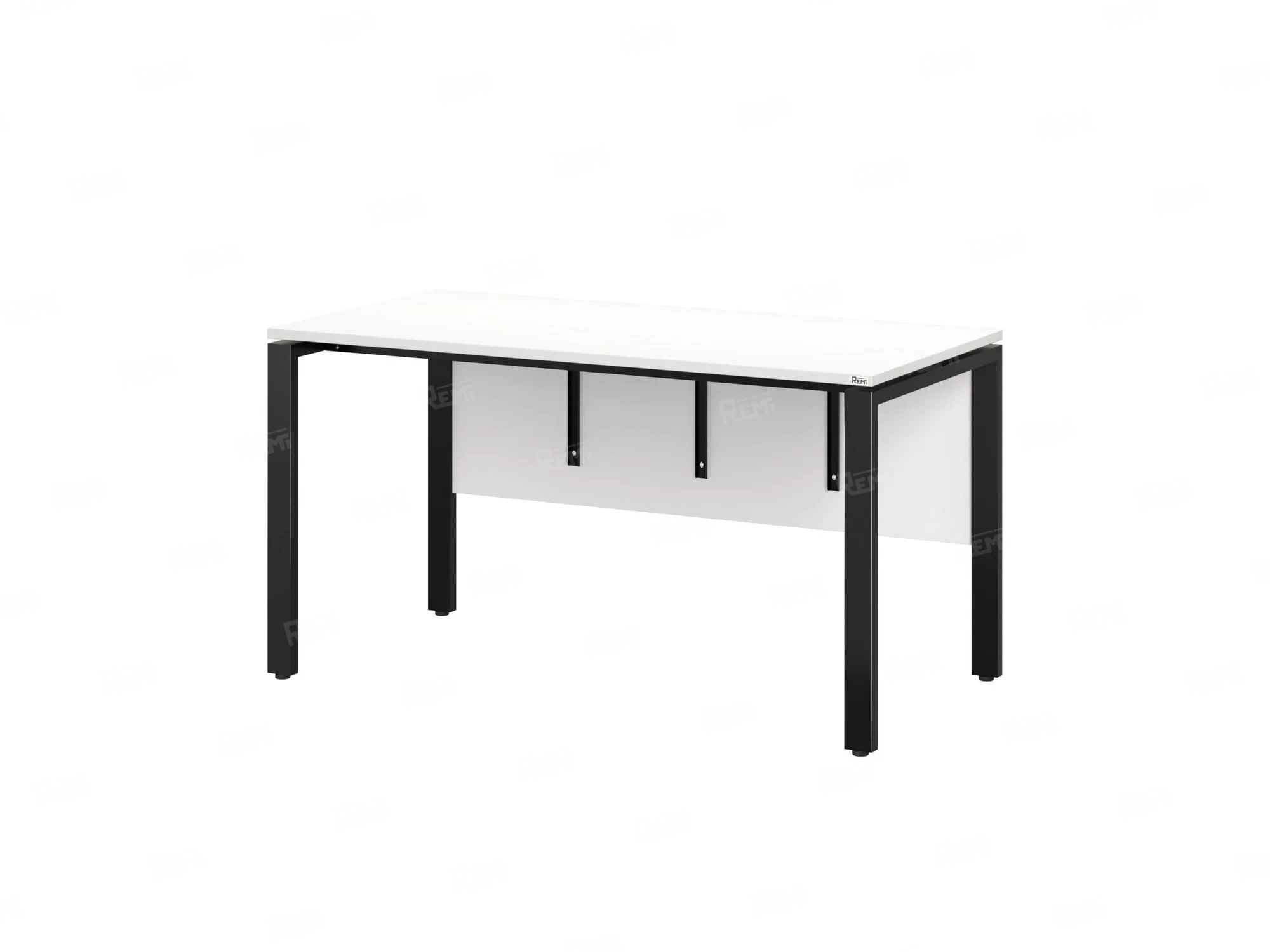Стол прямой, П-опоры, экран ЛДСП,парящая стол-ца 1200x600x750 RM007-12x6 Белый/Черный