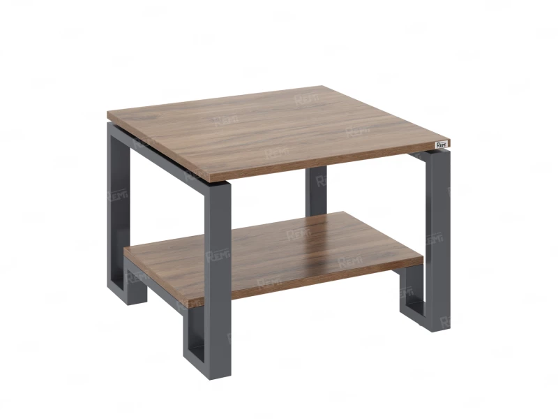 Журнальный стол с полкой 700x700x550 RM181-7x7 Дуб Юстус/Серый