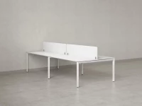 Бенч-система, 4 рабочих места, на П-образных опорах, 2 тканевых экранов 2800x1200x750 RM166-3-14x12 Белый/Белый