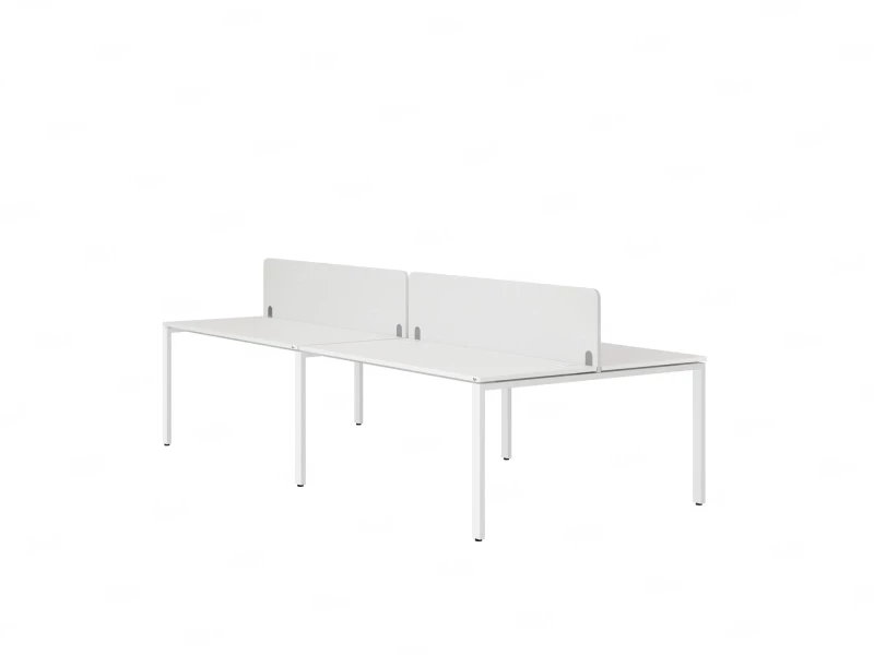 Бенч-система, 4 рабочих места, на П-образных опорах, 2 тканевых экранов 2800x1200x750 RM166-3-14x12 Белый/Белый