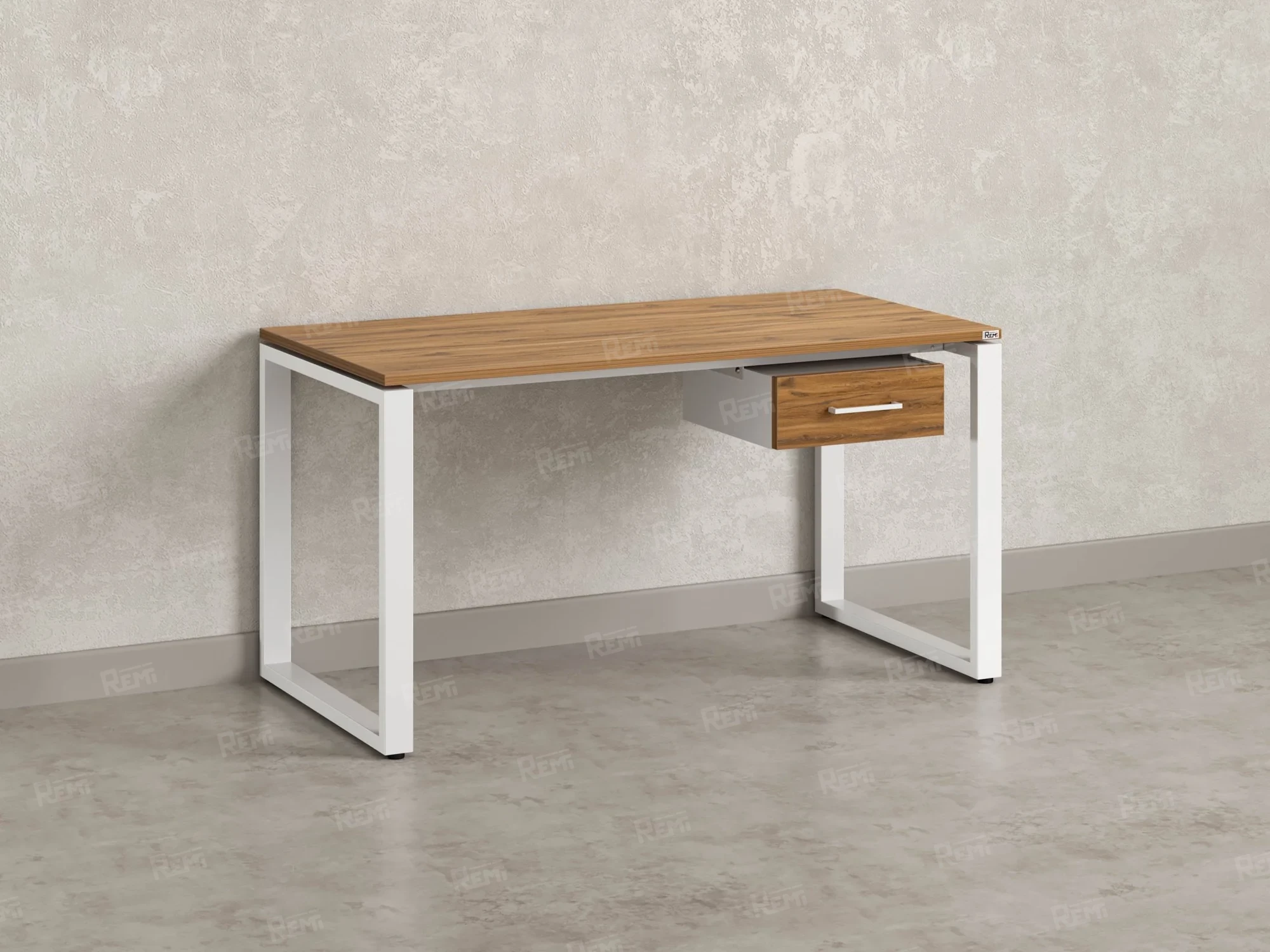 Стол прямой с подвесной тумбой, О-опора 2000x700x750 RM036-20x7 Дуб Юстус/Белый
