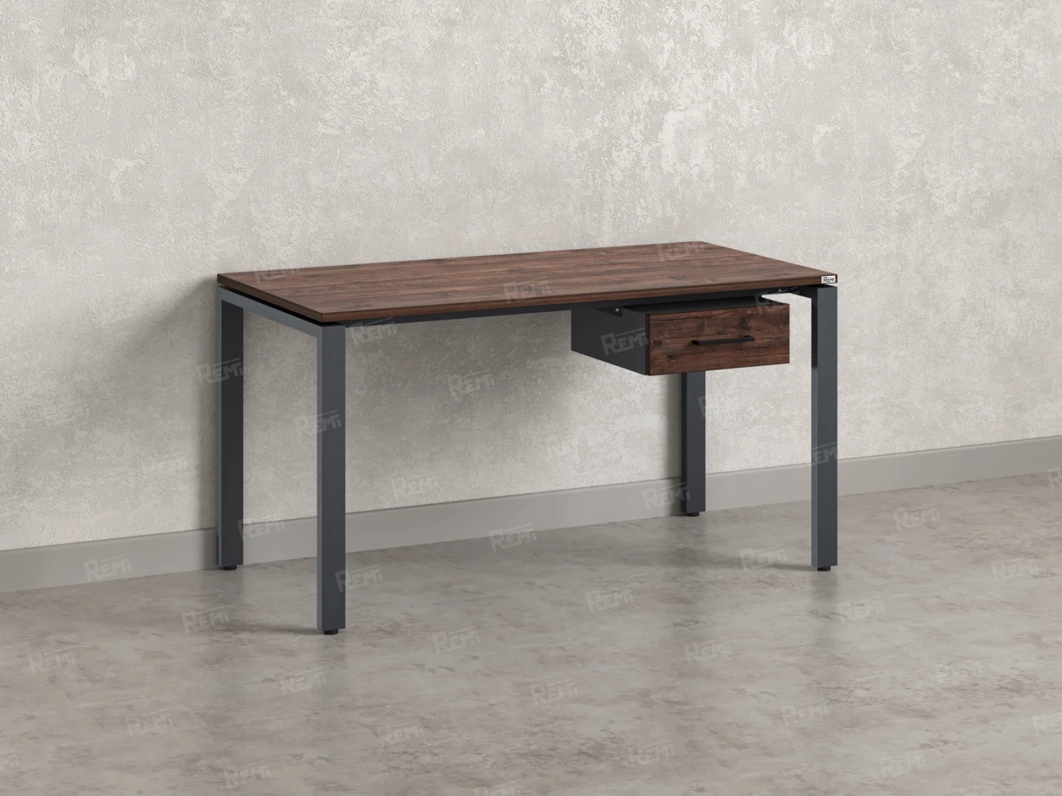 Стол прямой с подвесной тумбой, П-опора 2000x800x750 RM038-20x8 Дуб Апрельский шоколад/Серый