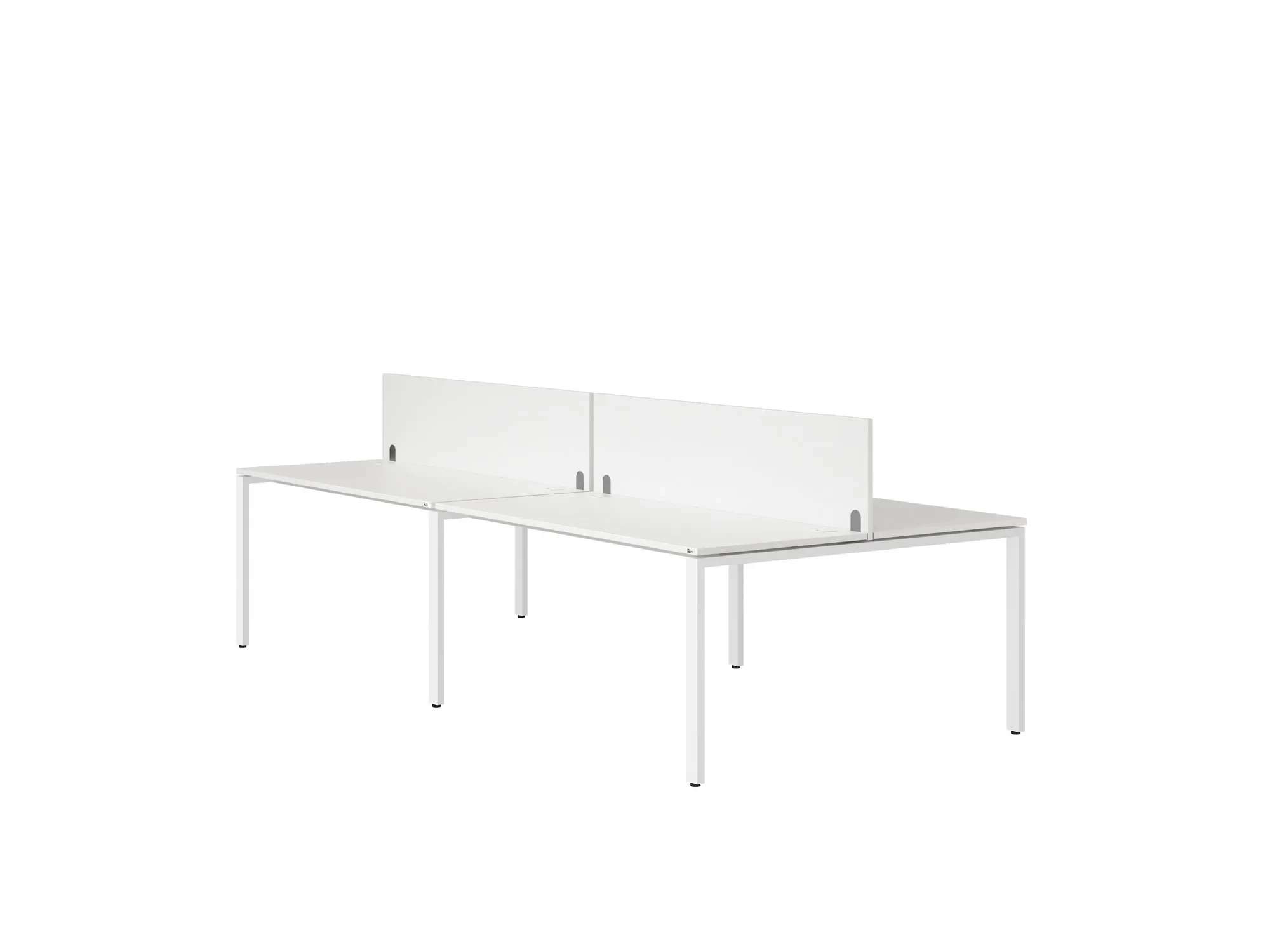 Бенч-система, 4 рабочих места, на П-образных опорах, 2 ЛДСП экранов 3200x1600x750 RM166-4-16x16 Белый/Белый