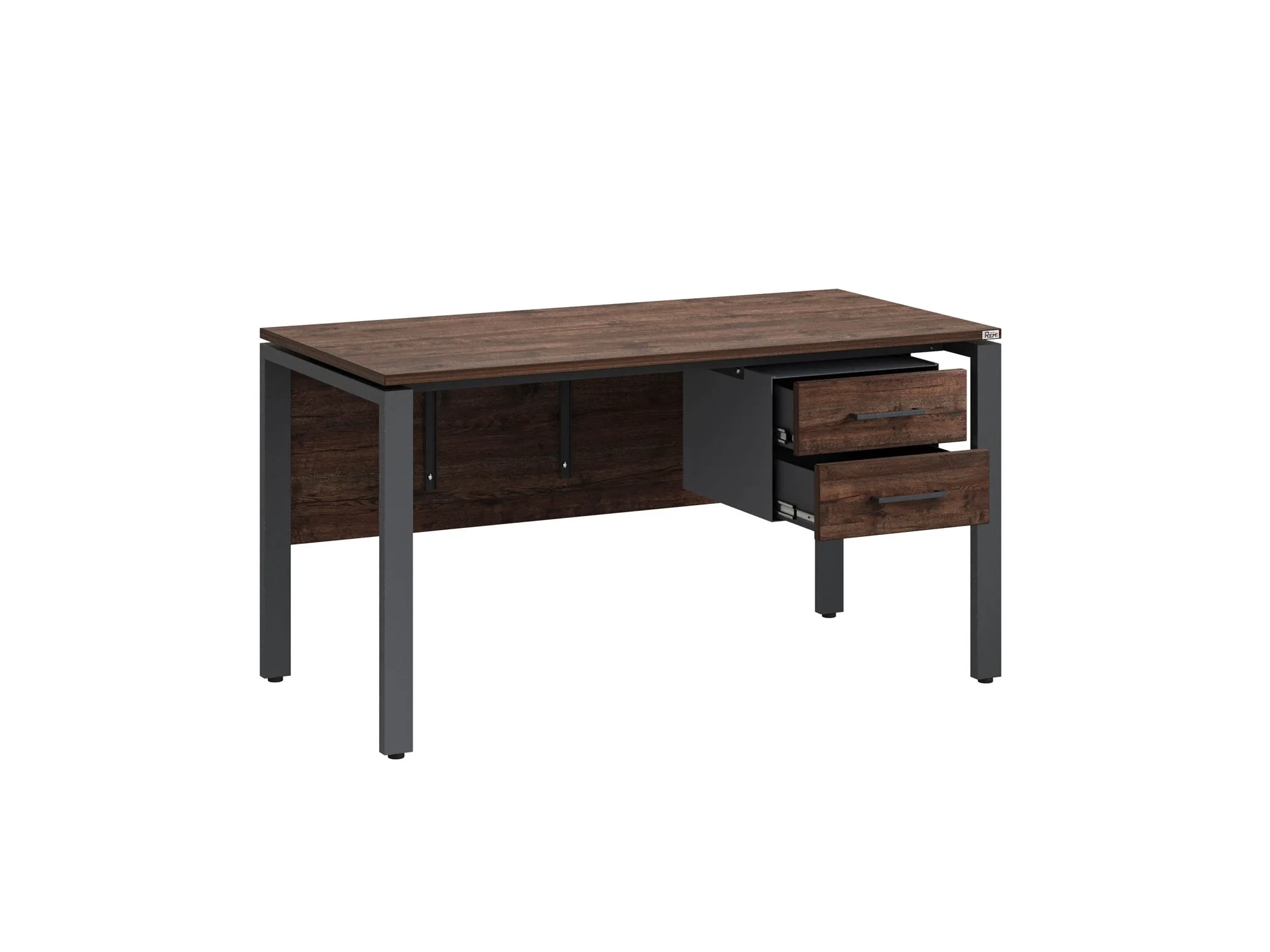 Стол прямой, подвесная тумба, ЛДСП экран, П-опора 2000x600x750 RM031-20x6 Дуб Апрельский шоколад/Серый