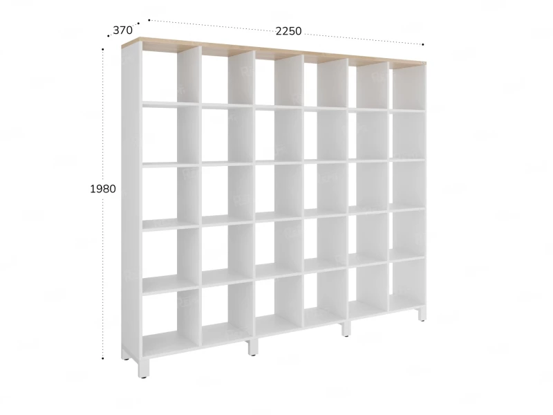 Стеллаж, 30 ячеек 2250х370х1980 RM143-225x37 Вяз Швейцарский светлый/Белый