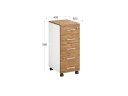 Тумба мобильная, 5 ящиков 400x500x960 RM122-40x50 Дуб Юстус/Белый