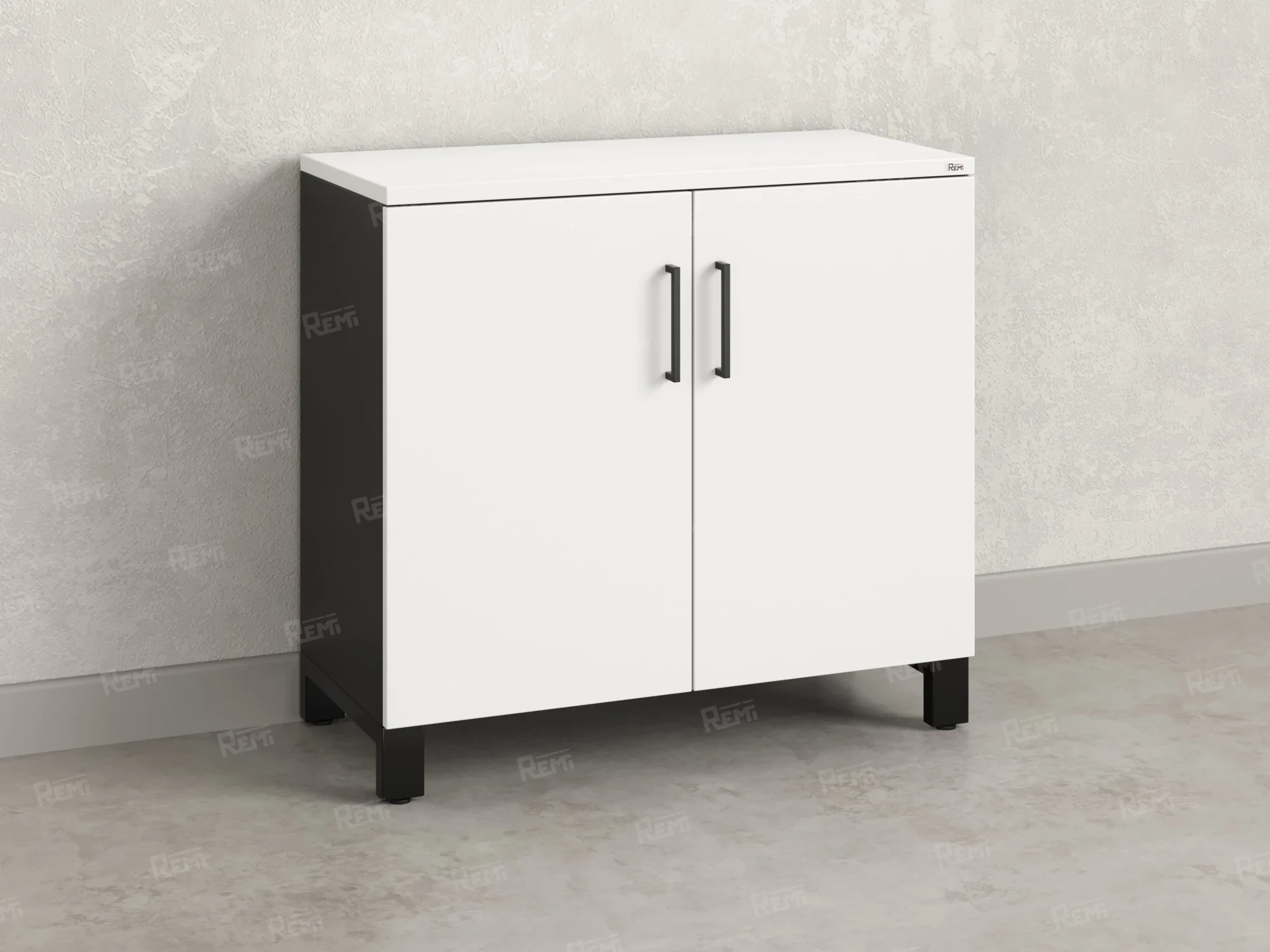 Шкаф низкий распашной, 2 уровня 900x600x850 RM147-90x60 Белый/Черный